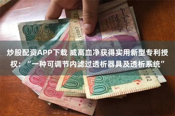 炒股配资APP下载 威高血净获得实用新型专利授权：“一种可调节内滤过透析器具及透析系统”